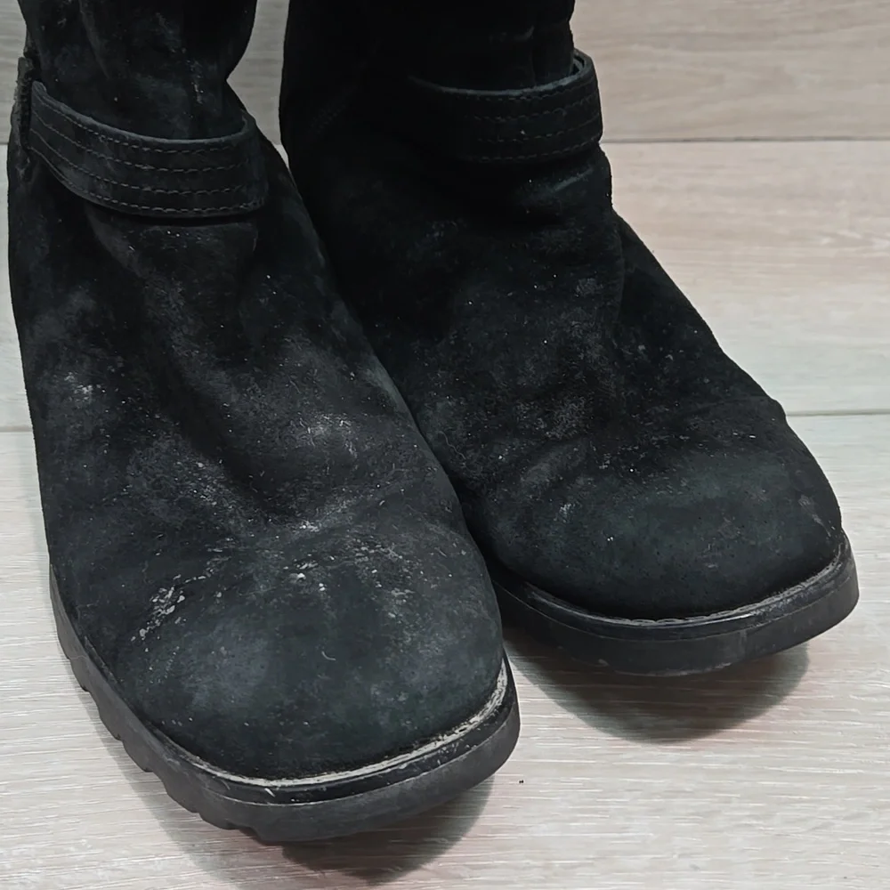 Ugg Australia Women's Jillian 3051 Black Suede Sheepskin Moto Boots Shoes Sz 9